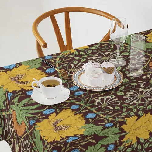 Miniatura 156 de Mantel Floral Retro de Pájaros, Diseño Original Bohemio William Morris Estampado Cubierta de Mesa para Hogar Picnic Fiesta Comedor Cocina William