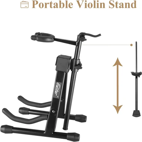Miniatura 2 de Eastar Soporte para violín con lazos, soporte para guitarra acústica bajo, mandolina, banjo, soporte portátil y ajustable negro, fácil de instalar