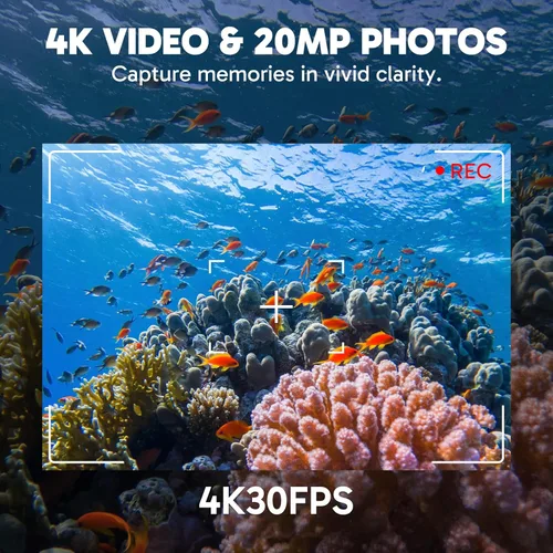 Miniatura 2 de Cámara de acción AKASO EK7000 Pro 4K con pantalla táctil EIS, ángulo de visión ajustable de 40m, cámara resistente al agua, cámara con mando a