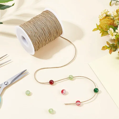 Miniatura 3 de PH PandaHall 100 Yardas 1mm Hilo de Cordón de Algodón Encerado Cuerda de Cuentas Cuerda Encerada para Manualidades para Hacer Pulseras Collares