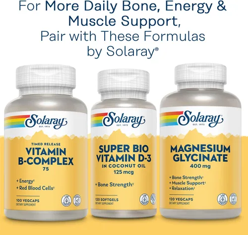 Miniatura 7 de SOLARAY Citrato de calcio y magnesio con vitamina D3 K2 - Suplementos de calcio para mujeres y hombres - Apoyo a la salud ósea y cardíaca