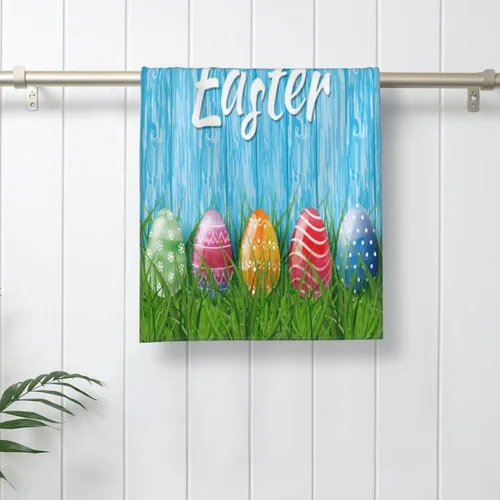 Miniatura 4 de Divertidos toallas de mano suaves de conejo de Pascua, toalla de baño, decorativa, multiusos para yoga, baño, hotel, gimnasio, 12 x 27.5 pulgadas