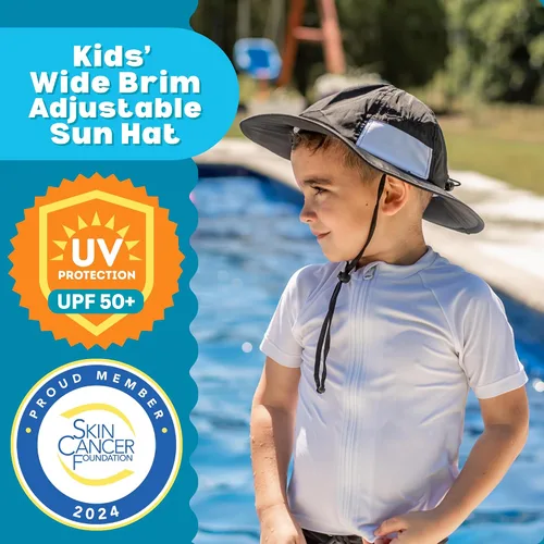 Miniatura 2 de SwimZip, sombrero unisex para niños, ala ancha, protección solar FPS 50, ajustable.