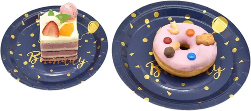 Miniatura 5 de Sirve 25 invitados, 200 unidades de platos desechables de feliz cumpleaños y servilletas suministros para fiesta, juegos de decoración de fiesta