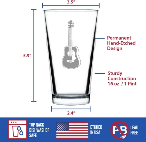 Miniatura 5 de Vaso de guitarra para cerveza, regalos divertidos para músicos y accesorios musicales para mujeres y hombres, vasos de 16 onzas