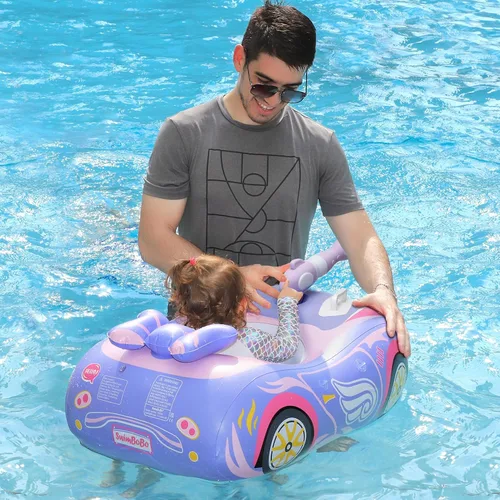 Miniatura 10 de Swimbobo - Flotador de piscina para niños pequeños con asiento, barco, inflable, avión, piratas, tiburones, coche para niños, juguetes al aire libre