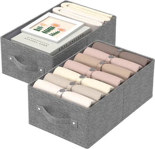Miniatura 10 de Organizador plegable para guardar ropa, cajas de almacenamiento para organizar el hogar, cestas cúbicas de tela, para oficina y armario, gris