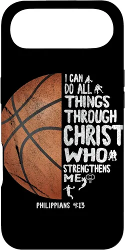 Miniatura 27 de Funda de baloncesto para iPhone 17 con texto en inglés "I can do All Things Through Christ Philippians