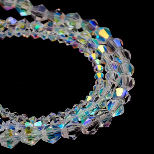 YouLuo Cuentas de cristal de bicona, cuentas de cristal AB transparentes facetadas, cuentas espaciadoras sueltas a granel para manualidades,
