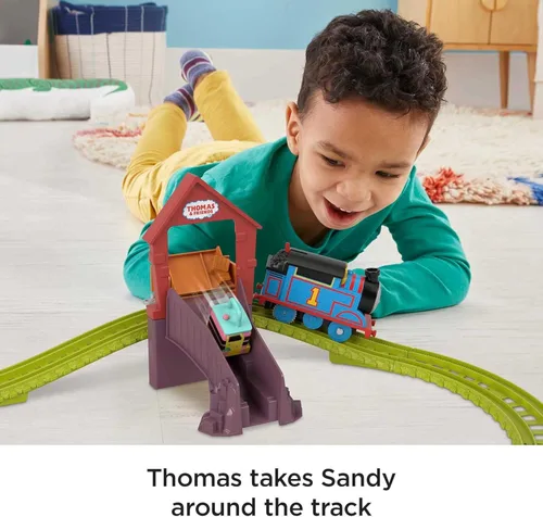 Miniatura 3 de Thomas & Friends Juego de tren de juguete motorizado Fix 'em Up Friends con Carly the Crane, Sandy the Rail Speeder y Thomas para niños en edad