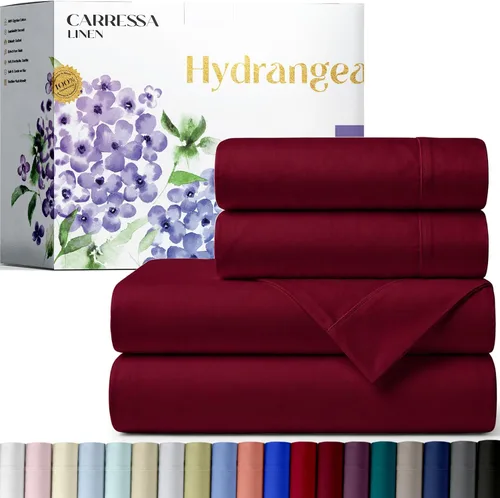 Carressa Linen Juego de sábanas tamaño Queen de 100% algodón egipcio - Juego de sábanas Queen de algodón egipcio de 600 cuenta de hilos (4 piezas,