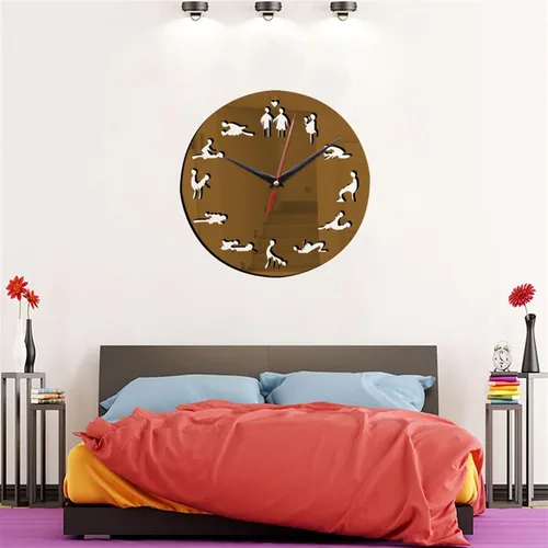 Miniatura 7 de Reloj de pared con posición, diseño moderno, autoadhesivo, 3D, para sala de estar, espejo, silencioso, reloj de cuarzo, adhesivo (color café 059)