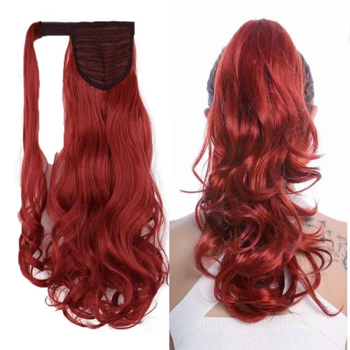 Miniatura 9 de Extensión de cola de caballo de 18 pulgadas para mujer, 3.53 onzas, fibra sintética natural japonesa resistente al calor, color negro azabache #1