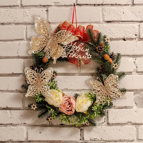Miniatura 5 de Liliful 32 piezas de adorno de mariposa de purpurina navideña con clip, mariposa hueca, decoración de Navidad artificial, adorno colgante con clip