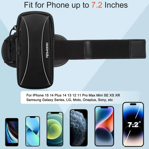 Miniatura 6 de Soporte para teléfono para correr, bolsa pequeña cruzada para hombro, bandas de brazo para correr y caminar, resistente al agua para iPhone 15, 14