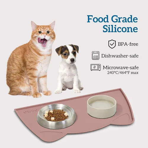Miniatura 109 de OHMO - Tapete de silicona para alimentos para gatos, tapete de alimentación de mascotas para el piso, antideslizante e impermeable, bandeja de agua