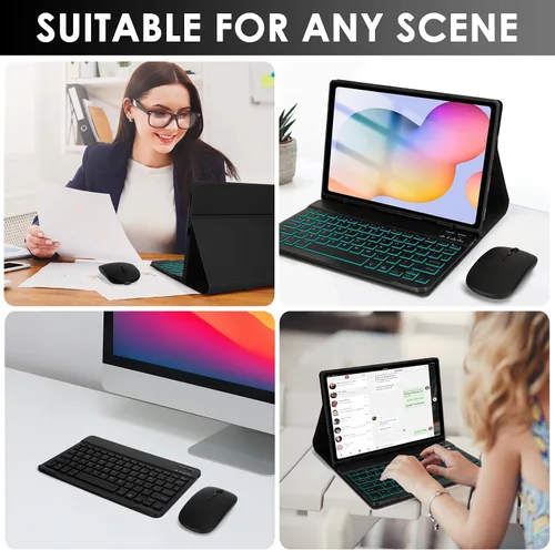 Miniatura 3 de SOPPY Teclado retroiluminado de 7 colores con mouse para Samsung Galaxy Tab S6 Lite de 10.4 pulgadas 2022/2020 (SM-P610/P613/P615/P619), funda