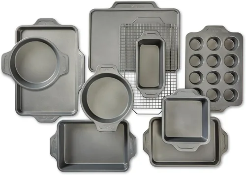 All-Clad Pro-Release - Juego de utensilios antiadherentes para hornear, 10 piezas, aptos para horno, media hoja de 450 °F, bandeja para galletas,