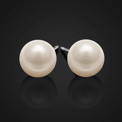 Miniatura 5 de Jewlldeen Pearl Earrings for women,Plated Sterling Silver 925 Studs, Round Stud Jewelry,Simulated Shell Pearl Earrings