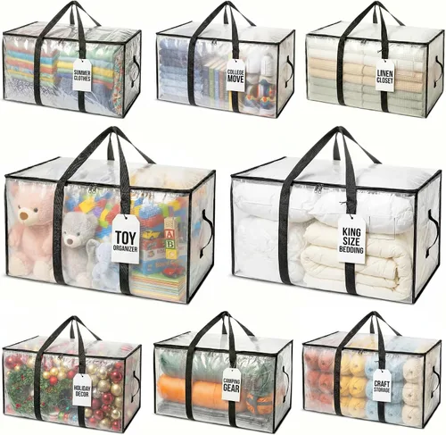 Miniatura 12 de ClearSpace Bolsas de mudanza o bolsa de almacenamiento de gran tamaño – Cajas grandes para mudanzas con correas de mochila, cremalleras y asas