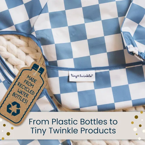Miniatura 7 de Tiny Twinkle - Babero a prueba de desorden para bebé para niñas Babero impermeable para niños pequeños para comer Delantal para bebé para azul
