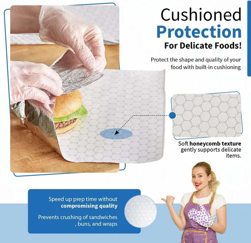 Miniatura 5 de ANGEL'S PEEL LOUNGE Hojas de papel de aluminio resistentes — Hojas de papel de aluminio que retienen el calor para burritos, sándwiches