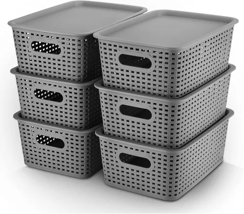 Miniatura 9 de AREYZIN Contenedores de Almacenamiento de Plástico Cestas de Almacenamiento con Tapa Cestas Pequeñas para Organizar Contenedor de Almacenamiento