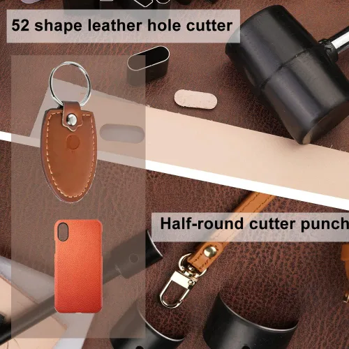 Miniatura 5 de BUTUZE Kit de cuero de 440 piezas, el juego de herramientas de trabajo de cuero más completo, herramientas de corte de perforación, sello de letras