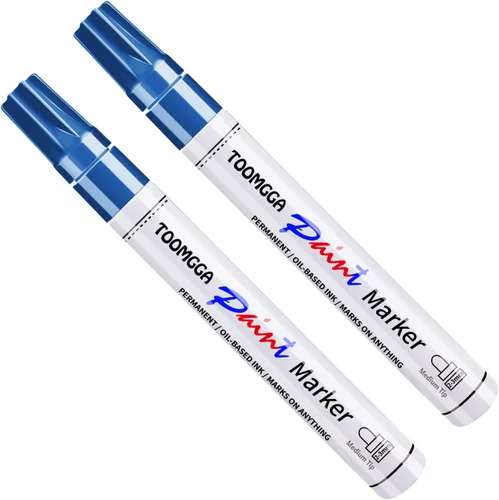 Miniatura 8 de TOOMGGA Rotuladores permanentes de pintura azul, paquete de 2 marcadores a base de aceite, de secado rápido e impermeable, para neumáticos