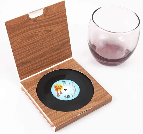 Miniatura 5 de homEdge Posavasos para discos de vinilo, 6 piezas de posavasos de vinilo de estilo retro