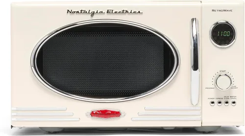 Miniatura 19 de Nostalgia Horno microondas retro compacto para encimera, 0.7 pies cúbicos, 700 vatios con pantalla digital LED, bloqueo para niños, interior fácil