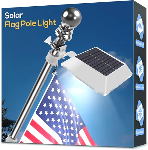 Miniatura 11 de Luz Solar para Asta de Bandera, Luz Blanca Brillante 6000K para Asta de Bandera Actualización Solar para Asta de Bandera de 5 pies 6 pies, Luces