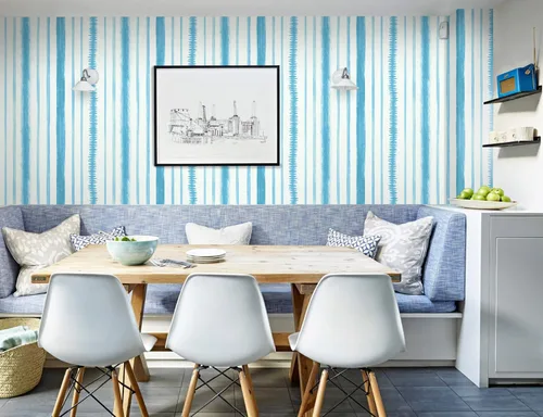 Miniatura 8 de Timeet Papel tapiz azul y blanco índigo, papel tapiz de línea moderna, papel de contacto de 17.3 x 197 pulgadas, autoadhesivo, extraíble, para Azul