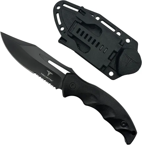 TAKUMITAK Cuchillo de supervivencia de caza de 9 pulgadas, cuchillos de hoja fija de espiga completa, equipo de campamento con juego adicional de
