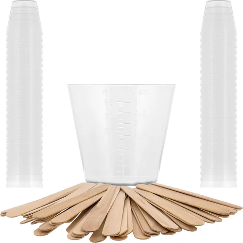 Miniatura 11 de Pouring Masters Vasos medidores de líquido de 2 oz (60 ml) - Vaso graduado de plástico (paquete de 100) con 25 varillas - Tazas de mezcla