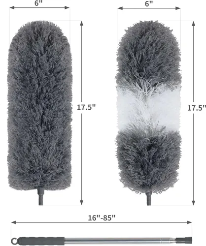 Miniatura 7 de BOOMJOY Plumero de plumas de microfibra con poste extensible de 100 pulgadas, paquete de 2 plumeros para limpieza de techo, ventilador, muebles