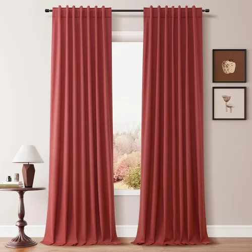 Miniatura 17 de Hokibero Cortinas de lino 100% opacas de 102 pulgadas de largo, juego de 2 paneles para oscurecer la habitación, lino térmico texturizado