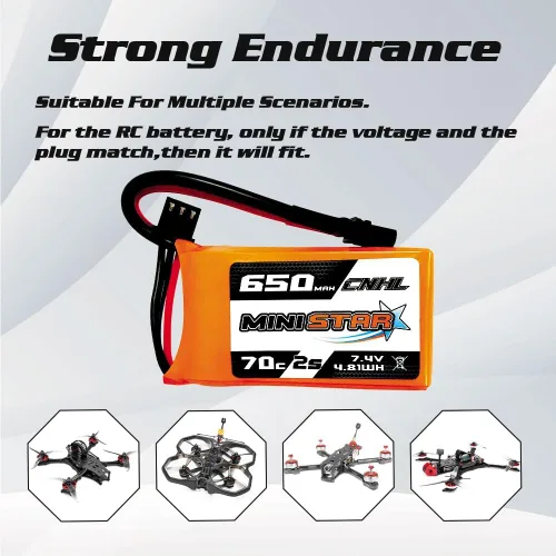Miniatura 5 de CNHL Batería Lipo de 650mAh 7.4v 2s 70C con enchufe XT30 para 120 tamaño FPV Torrent 110 Inductrix FPV Racing Drone como EMAX Tinyhawk 2 Tiny Whoop