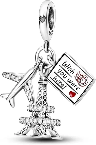 Parmuz 925 Sterling Silver Charm for Bracelets Dog Evil Eye Travel Love Mom Dangle Charms for European Bracelets Necklace Pendant Beads Jewelry Gift