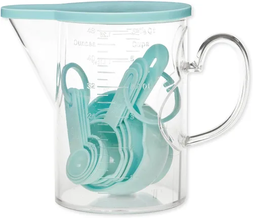 Supreme Housewares - Juego de 10 tazas medidoras y cucharas medidoras, multiusos para el hogar, herramientas de cocina y hornear, sin BPA, aptas Azul