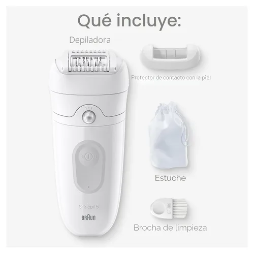 Miniatura 2 de Braun Depiladora Silk-épil 5, dispositivo de depilación, afeitadora y recortadora para mujer, húmeda y seca, incluye tapa de contacto para la piel