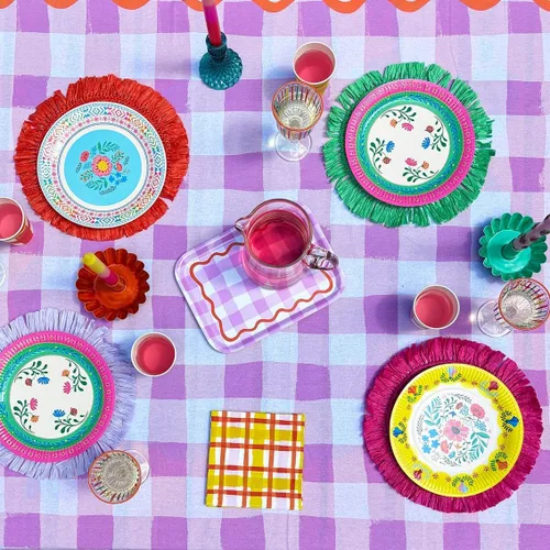 Miniatura 2 de Talking Tables 12 platos de papel florales bohemios de 9 pulgadas, decoraciones del Cinco de Mayo, platos de papel mexicano, platos de fiesta