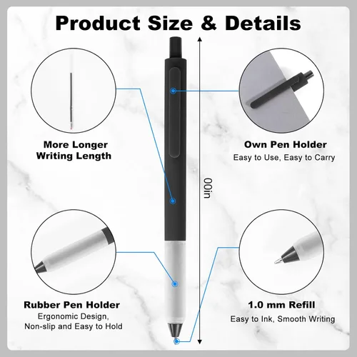 Miniatura 3 de Bolígrafos a Granel, 30 Piezas Bolígrafos Retráctiles de Punta Media (1.0mm) Bolígrafos de Bola para Escritura Suave Regalos para Mujeres y Hombres