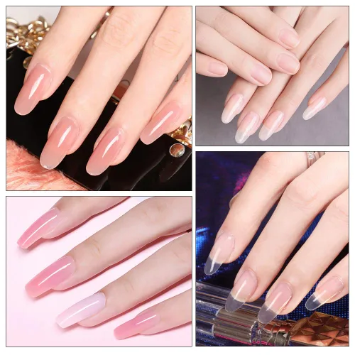 Miniatura 2 de MODELONES Gel de extensión de poli con forma de uñas duales, 120 unidades, uñas de ataúd transparentes, puntas de uñas de bailarina
