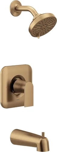 Miniatura 13 de Moen Genta LX Negro Mate Juego de Ducha Moderno con Equilibrio de Presión con Cabezal de Ducha, Manija de Palanca y Caño de Bañera, Requiere Válvula