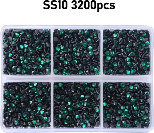 Miniatura 2 de 3200 unidades de diamantes de imitación SS10 con parte trasera plana de vidrio SS10 redondas a granel, para manualidades, arte, ropa, zapatos