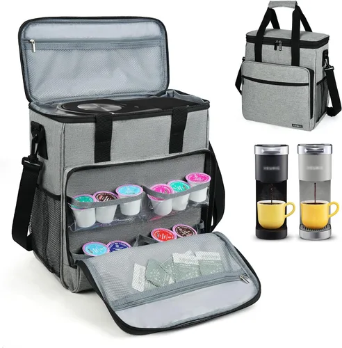 LEFOR·Z Cafetera de viaje compatible con Keurig K-Mini o K-Mini Plus, cafetera de una sola porción, bolsa de almacenamiento portátil con correa para