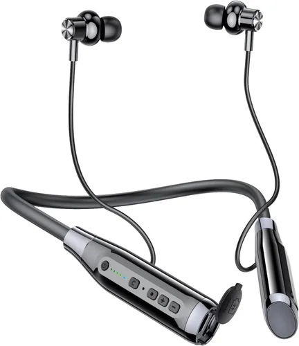 Kinobo - Auriculares Bluetooth con tira para el cuello, Bluetooth 6.0, 120 horas de reproducción, resistencia al agua IPX7, auriculares deportivos