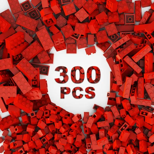 300 piezas de bloques de construcción clásicos, bloques rojos a granel, compatibles con Lego y piezas de las principales marcas, juguetes creativos