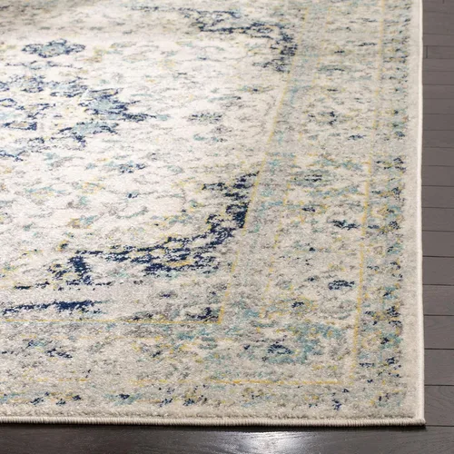 Miniatura 2 de SAFAVIEH Madison Collection - Alfombra decorativa de 2 pies 3 pulgadas x 3 pies 11 pulgadas, color marfil y azul, diseño de medallón bohemio,